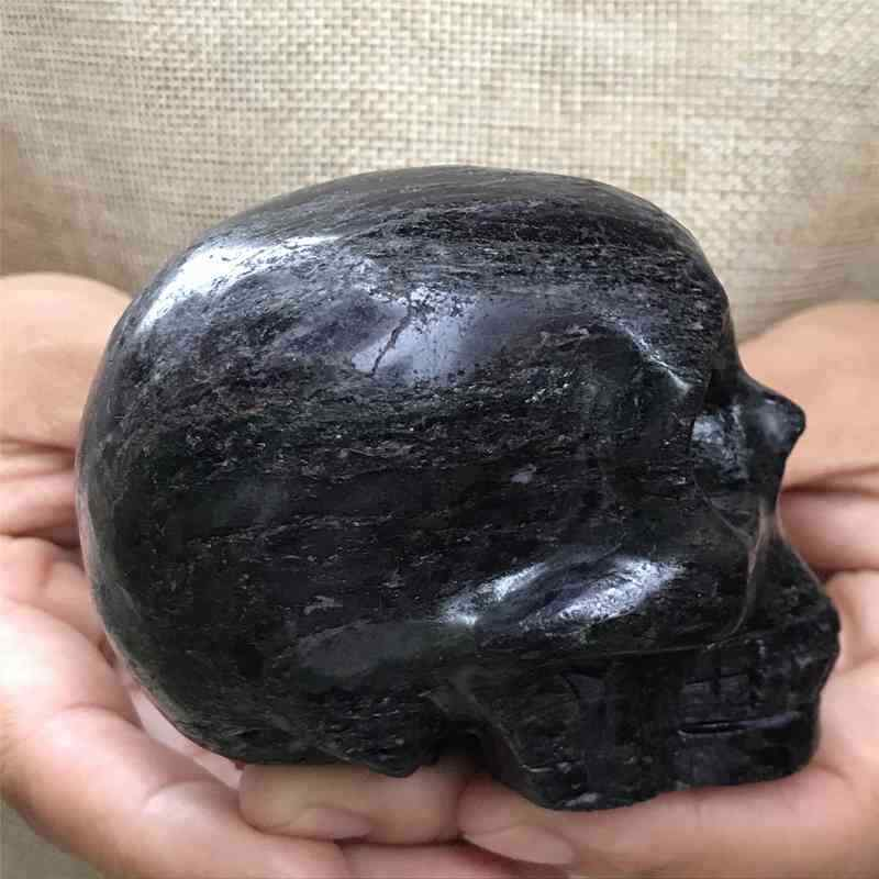 0.41kg Natural black jade quartz skull carved Quartz Crystal skull Healing