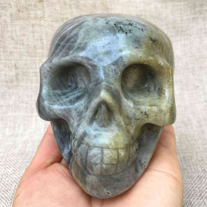 Natural Labradorite Skull,Quartz Crystal Skull,Hand Carved,Home