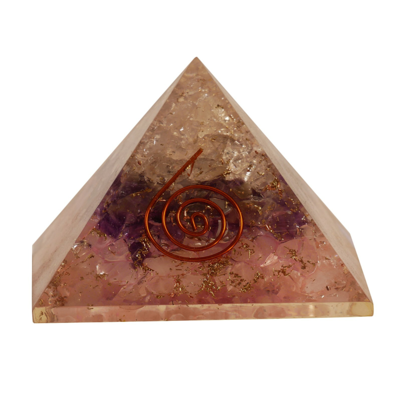 Clear  Amethyst Rose  Gemstone Orgone Pyramid Stone Energy Free Shipping