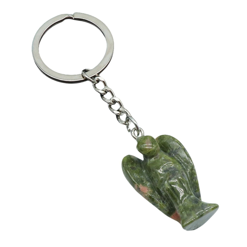 Natural Crystal Angel Keychain Healing Energy Pendant for Women Men
