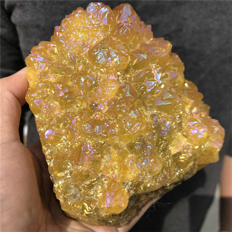 1.25kg Electroplate Rainbow cluster quartz crystal mineral specimen reiki healin