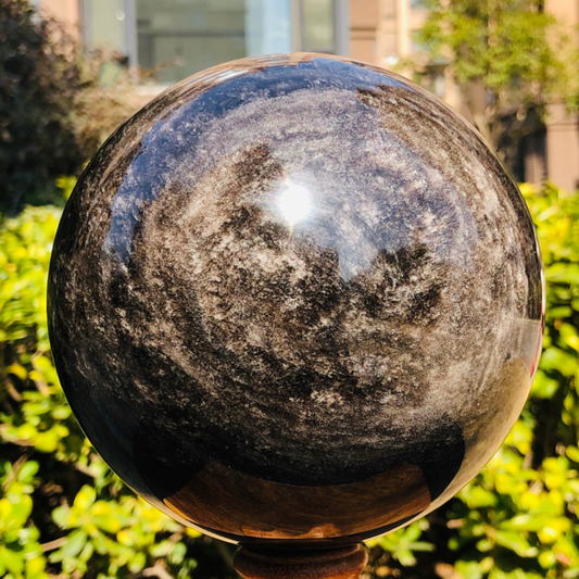 5.12LB TOP Natural Silver Obsidian Sphere Crystal quartz Ball Healing 784