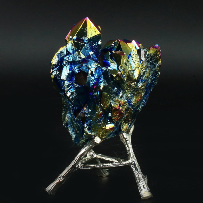 198g Colourful Crystal Cluster Quartz Mineral Specimen Decoration Electroplate