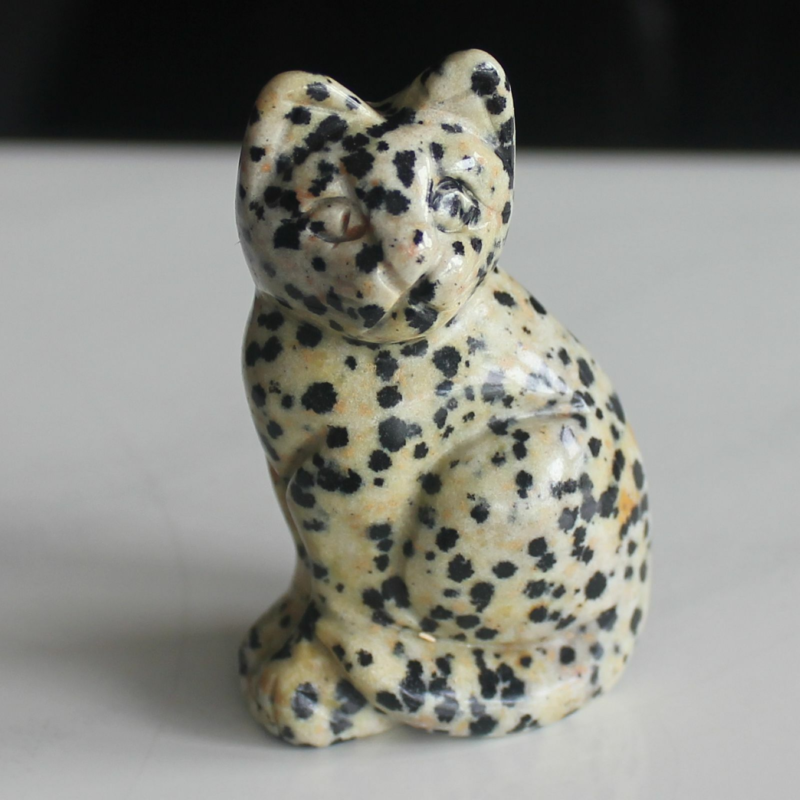 Carved mixed gemstone quartz crystal cat figurine animal carving home decor 2&apos;&apos;