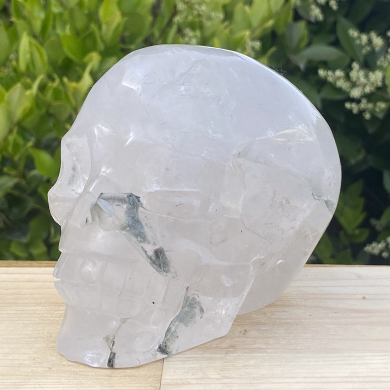 1440g Natural Beantiful Fluorite Quartz Skull Hand Carved Crystal Healing Skull