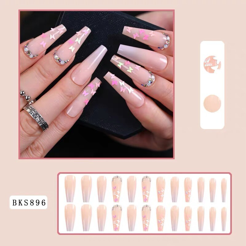 Handmade Press on nails coffin/square/almond long length summer theme