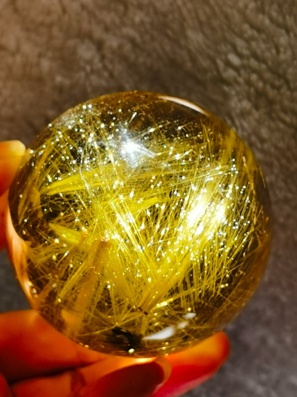 Museum Collection Tibetan High Altitude Gold Rutilated Ball Sphere Orb Gem 2.4&apos;