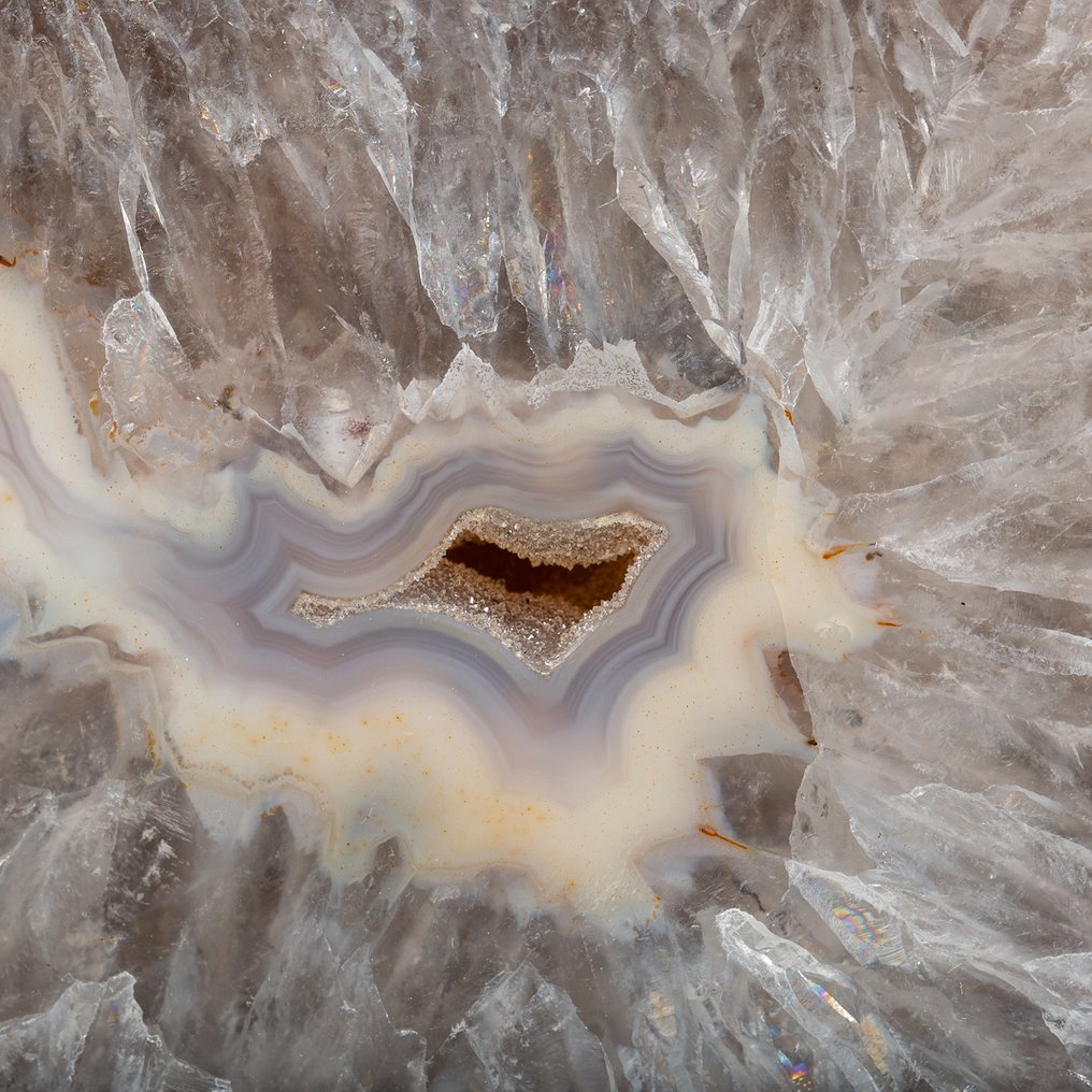 Decorative Brown Agate Slice on Custom Base - Height: 280 mm - Width: 360 mm- 2845 g