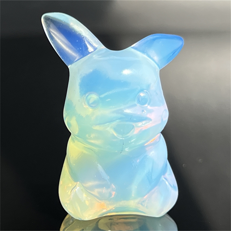 1.5" Natural quartz carved Pikachu skull Quartz crystal skull reiki healing