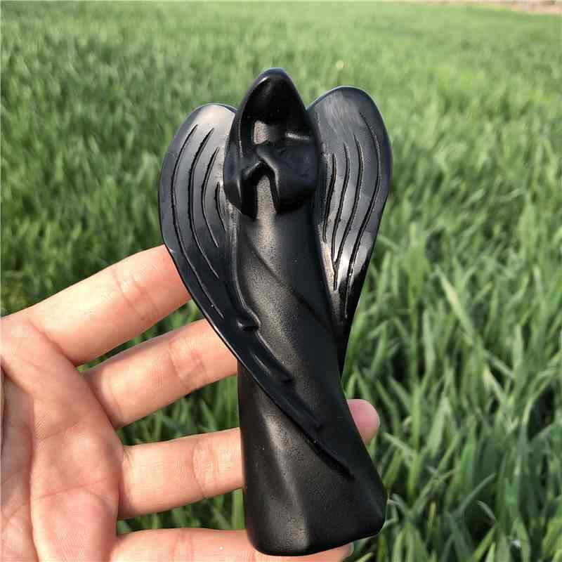 0.16kg Natural obsidian quartz angel carved Quartz Crystal skull Healing