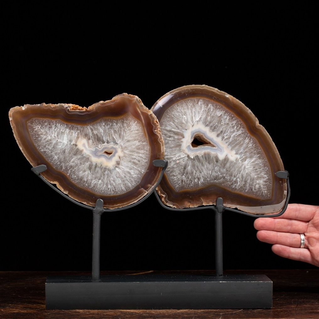 Decorative Brown Agate Slice on Custom Base - Height: 280 mm - Width: 360 mm- 2845 g