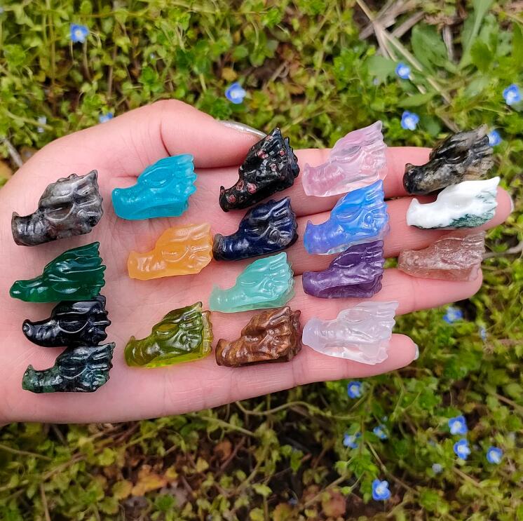 18PCS  Natural Mix Quartz Dragon Head,Quartz Crystal Dragon,Mini Dragon Head,Crystal Gifts,Crystal Animal,Home Decoration,Reiki Healing