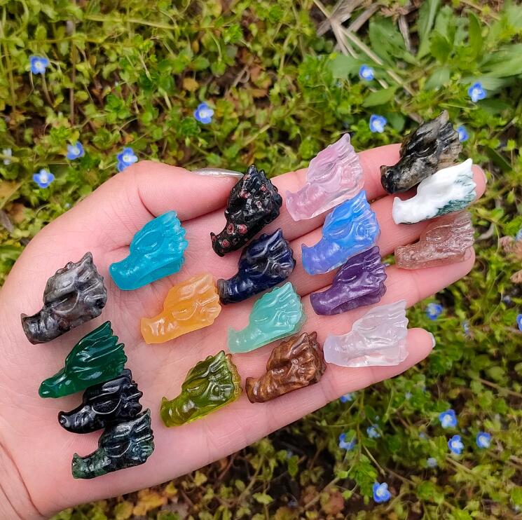 18PCS  Natural Mix Quartz Dragon Head,Quartz Crystal Dragon,Mini Dragon Head,Crystal Gifts,Crystal Animal,Home Decoration,Reiki Healing