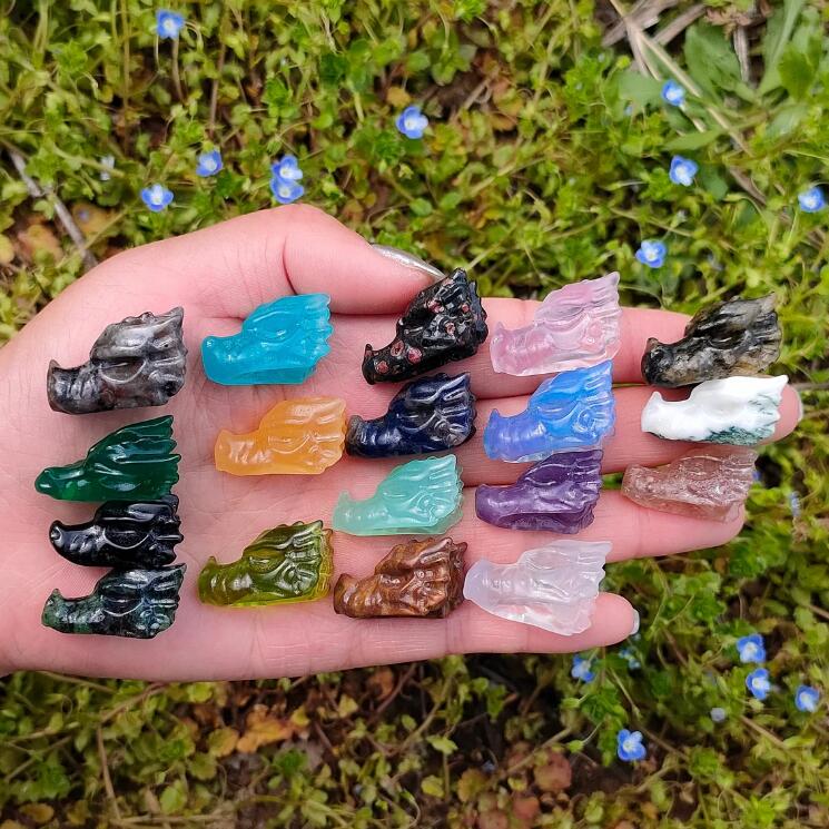 18PCS  Natural Mix Quartz Dragon Head,Quartz Crystal Dragon,Mini Dragon Head,Crystal Gifts,Crystal Animal,Home Decoration,Reiki Healing
