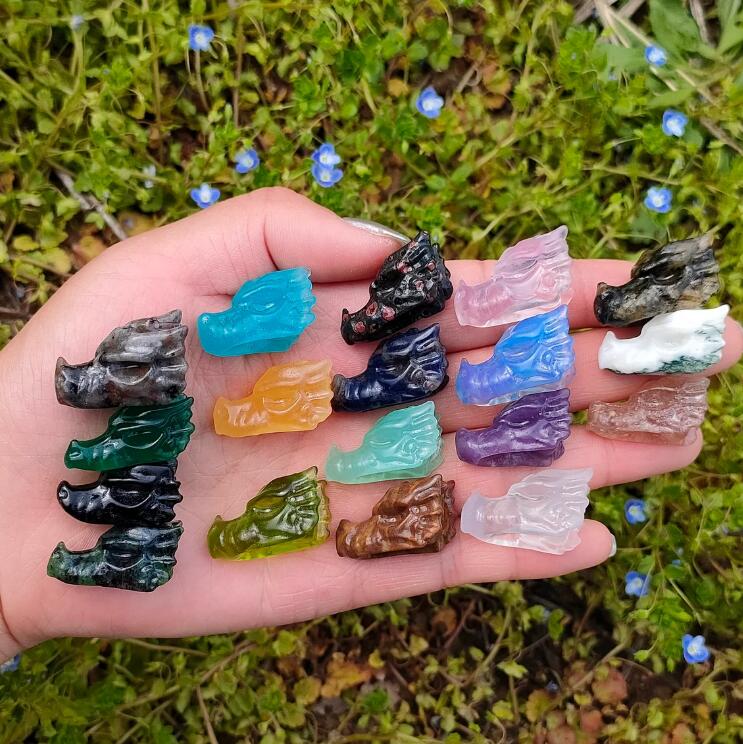 18PCS  Natural Mix Quartz Dragon Head,Quartz Crystal Dragon,Mini Dragon Head,Crystal Gifts,Crystal Animal,Home Decoration,Reiki Healing