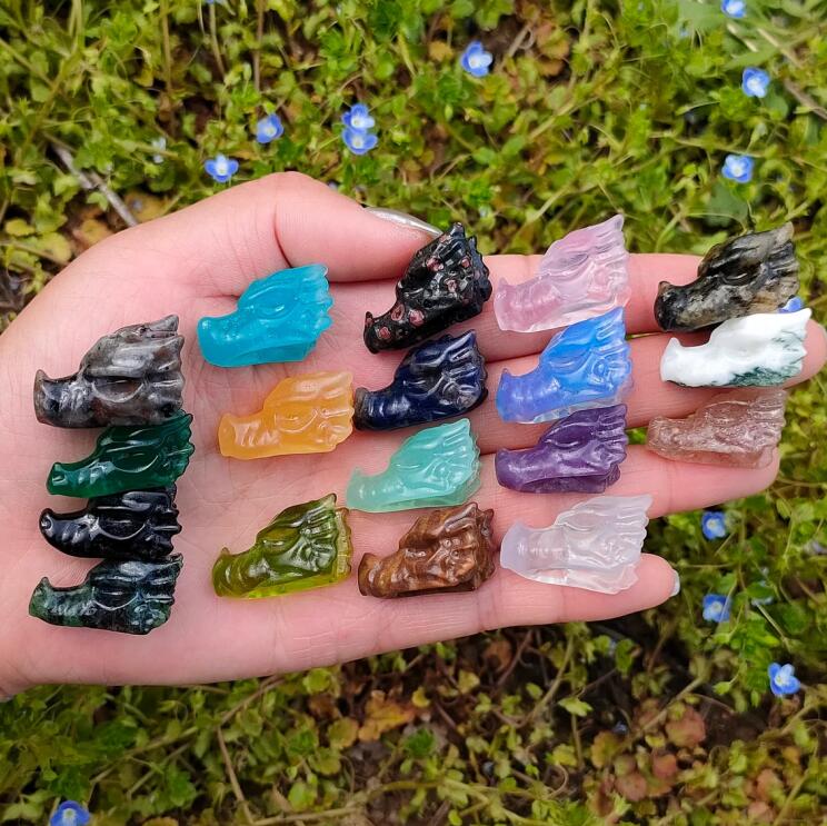 18PCS  Natural Mix Quartz Dragon Head,Quartz Crystal Dragon,Mini Dragon Head,Crystal Gifts,Crystal Animal,Home Decoration,Reiki Healing