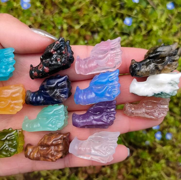 18PCS  Natural Mix Quartz Dragon Head,Quartz Crystal Dragon,Mini Dragon Head,Crystal Gifts,Crystal Animal,Home Decoration,Reiki Healing