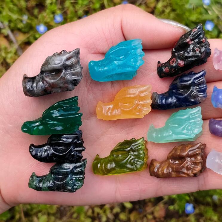 18PCS  Natural Mix Quartz Dragon Head,Quartz Crystal Dragon,Mini Dragon Head,Crystal Gifts,Crystal Animal,Home Decoration,Reiki Healing