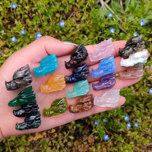 18PCS  Natural Mix Quartz Dragon Head,Quartz Crystal Dragon,Mini Dragon Head,Crystal Gifts,Crystal Animal,Home Decoration,Reiki Healing