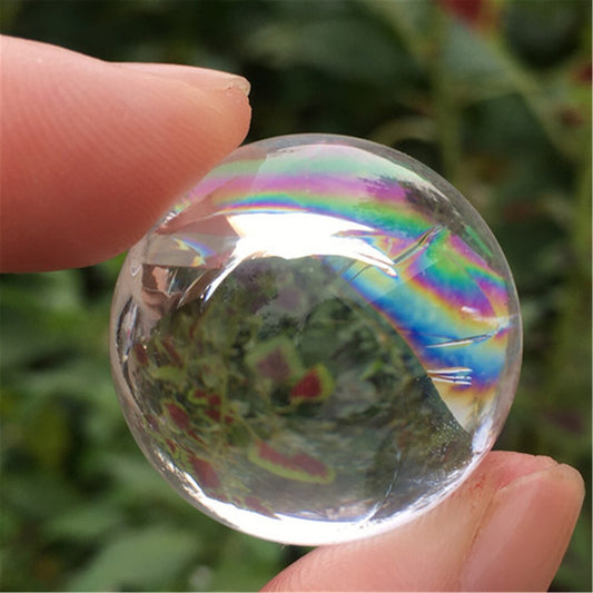 TOP! Natural Clear Quartz sphere Rainbow Crystal Ball reiki Healing 40g+ 2pc