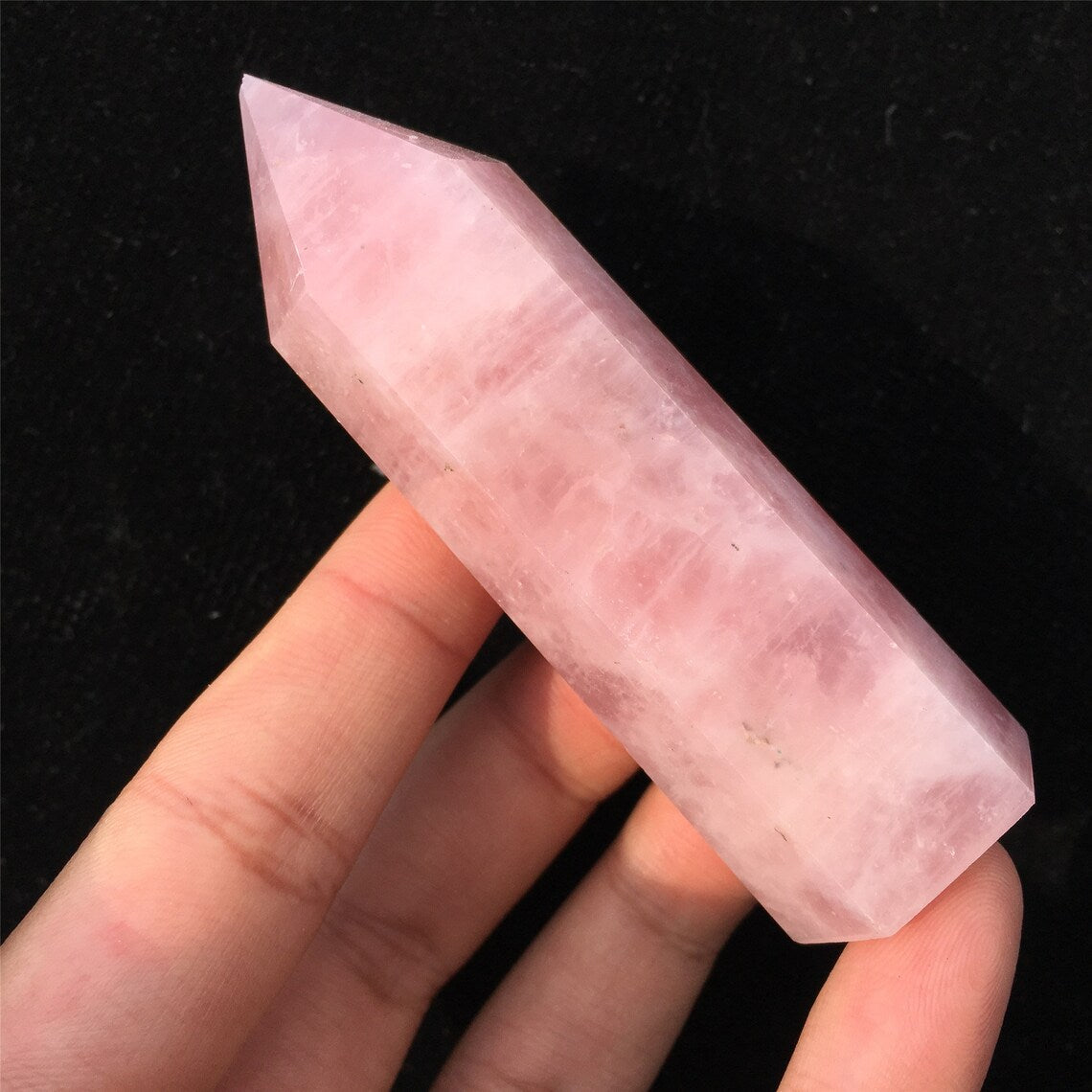 1pc 70g+ Obelisco de cristal de cuarzo rosa natural, punto de varita de cristal de cuarzo, espécimen mineral, equilibrio de energía, decoración del hogar, curación de Reiki