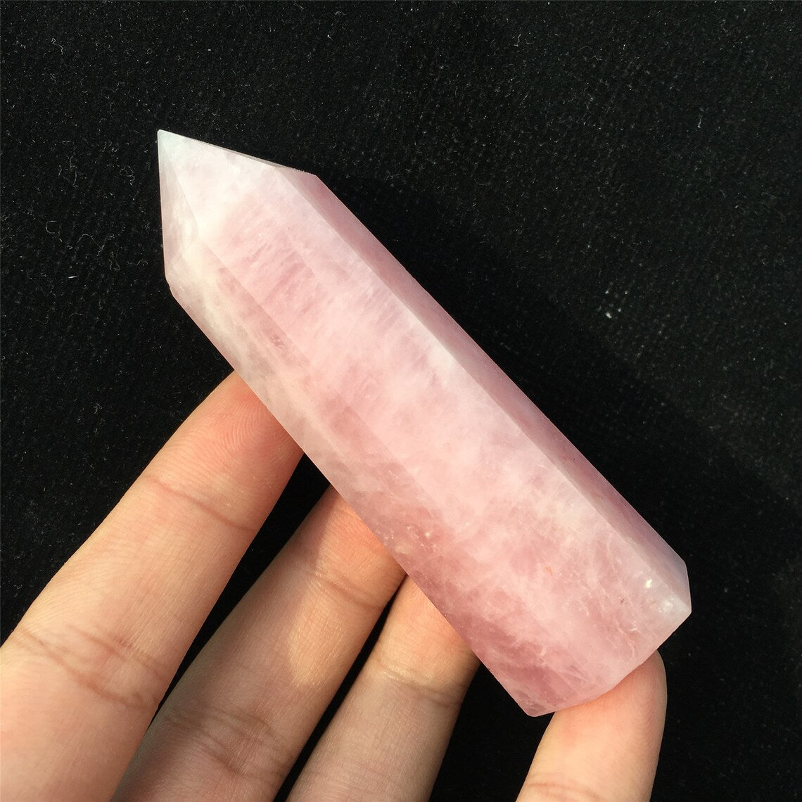 1pc 70g+ Obelisco de cristal de cuarzo rosa natural, punto de varita de cristal de cuarzo, espécimen mineral, equilibrio de energía, decoración del hogar, curación de Reiki