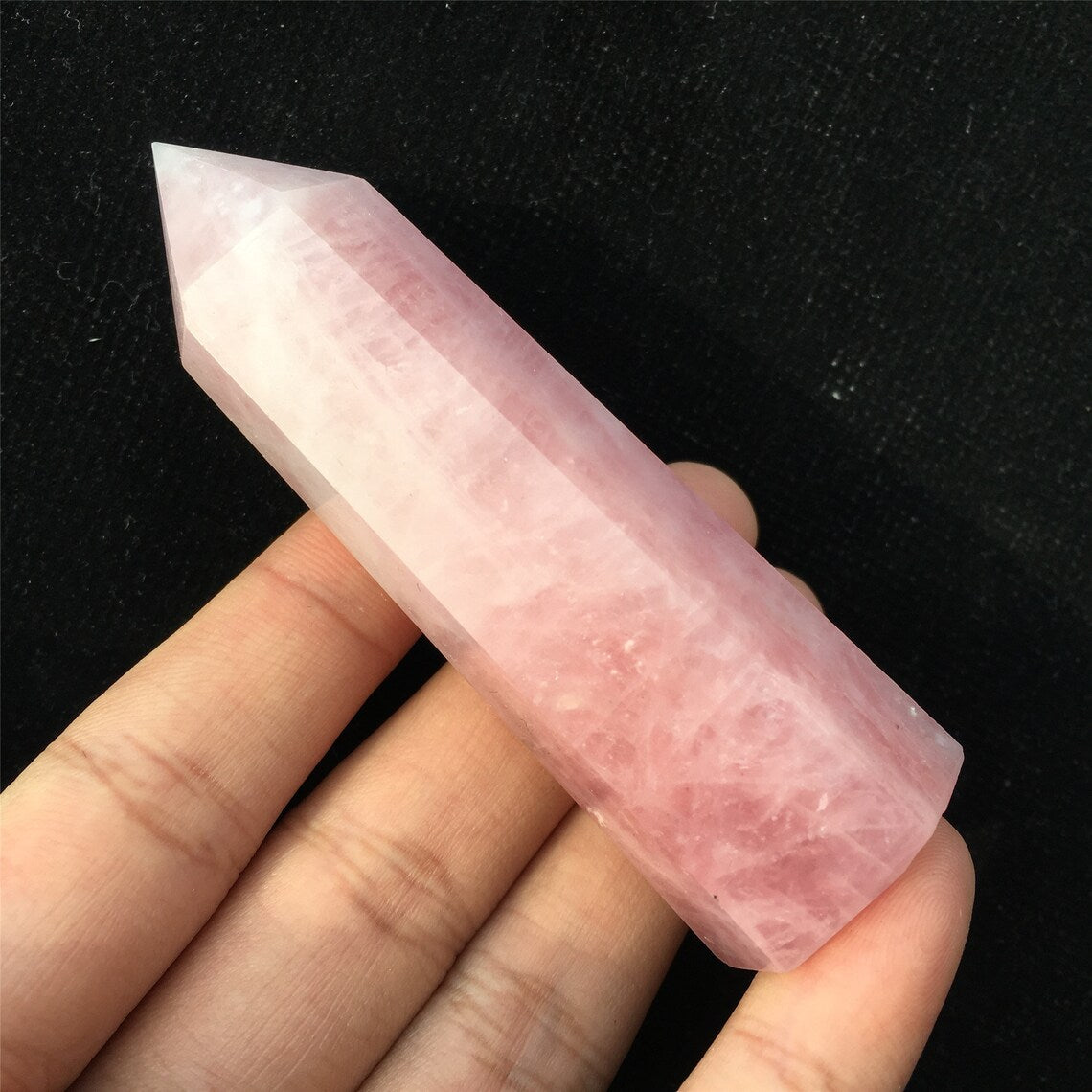1pc 70g+ Obelisco de cristal de cuarzo rosa natural, punto de varita de cristal de cuarzo, espécimen mineral, equilibrio de energía, decoración del hogar, curación de Reiki
