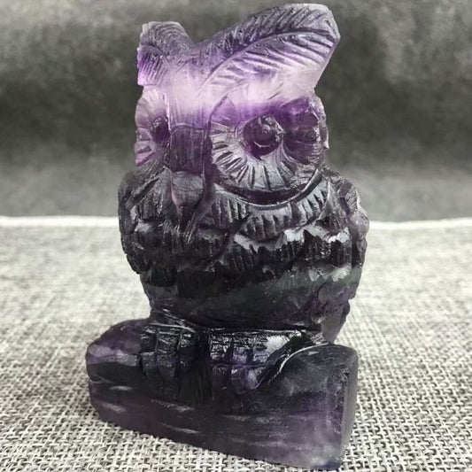 High quality natural rainbow Fluorite Handmade Owl