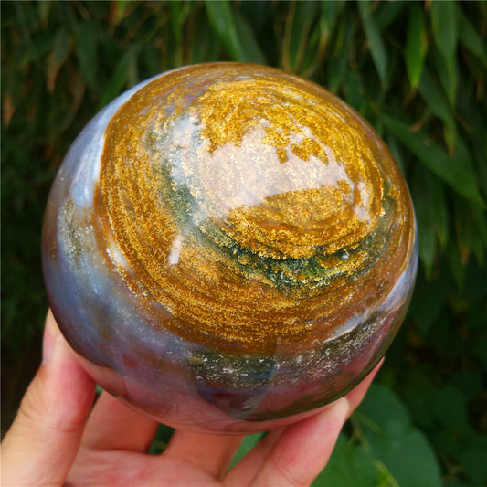 Bola de cristal tallada de Ocean Jasper
