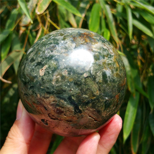 Bola de cristal tallada de Ocean Jasper