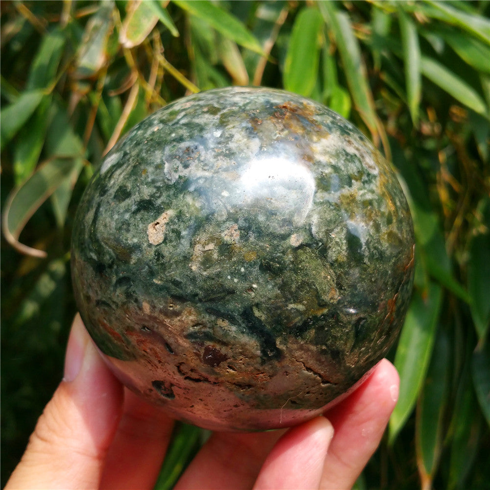 Bola de cristal tallada de Ocean Jasper