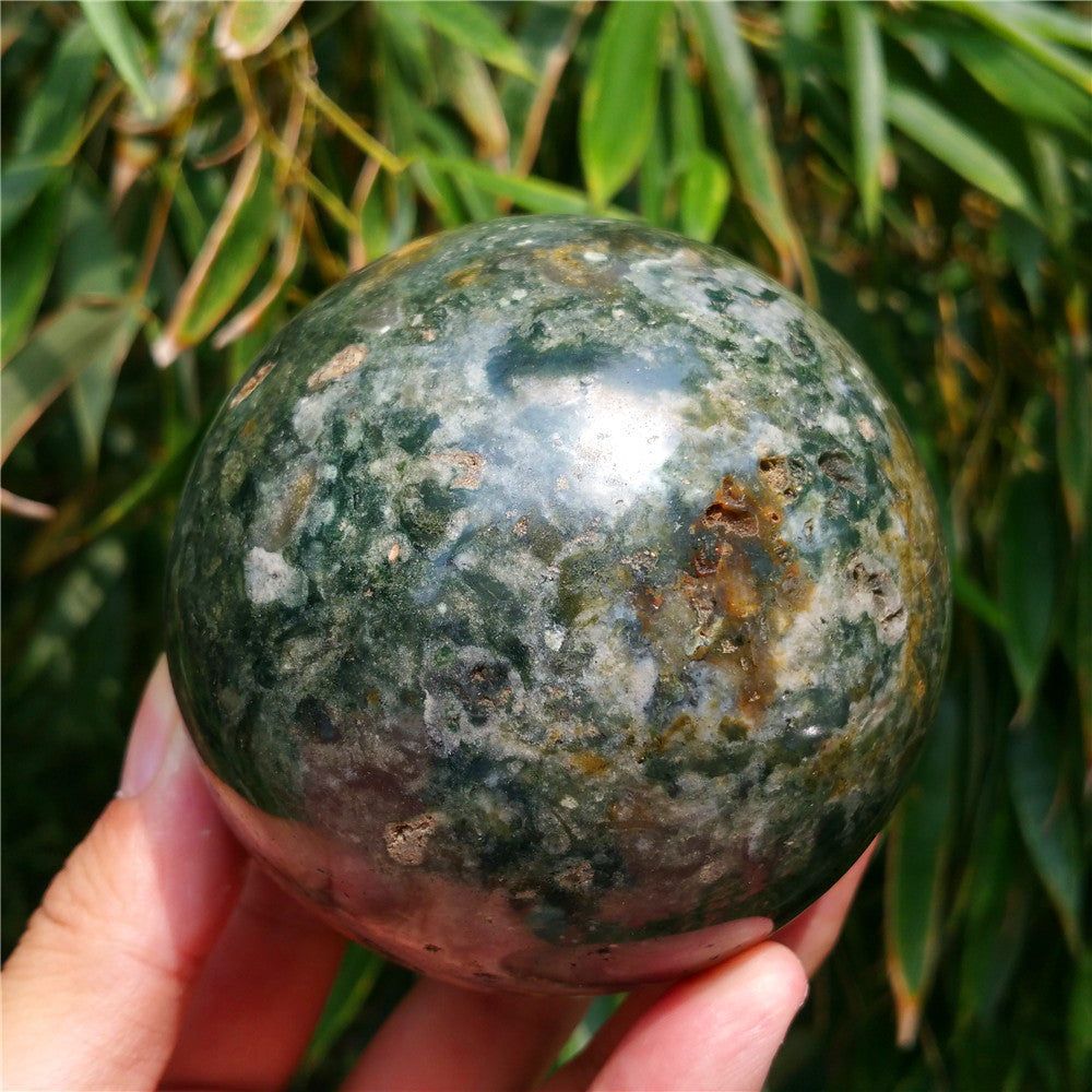 Bola de cristal tallada de Ocean Jasper