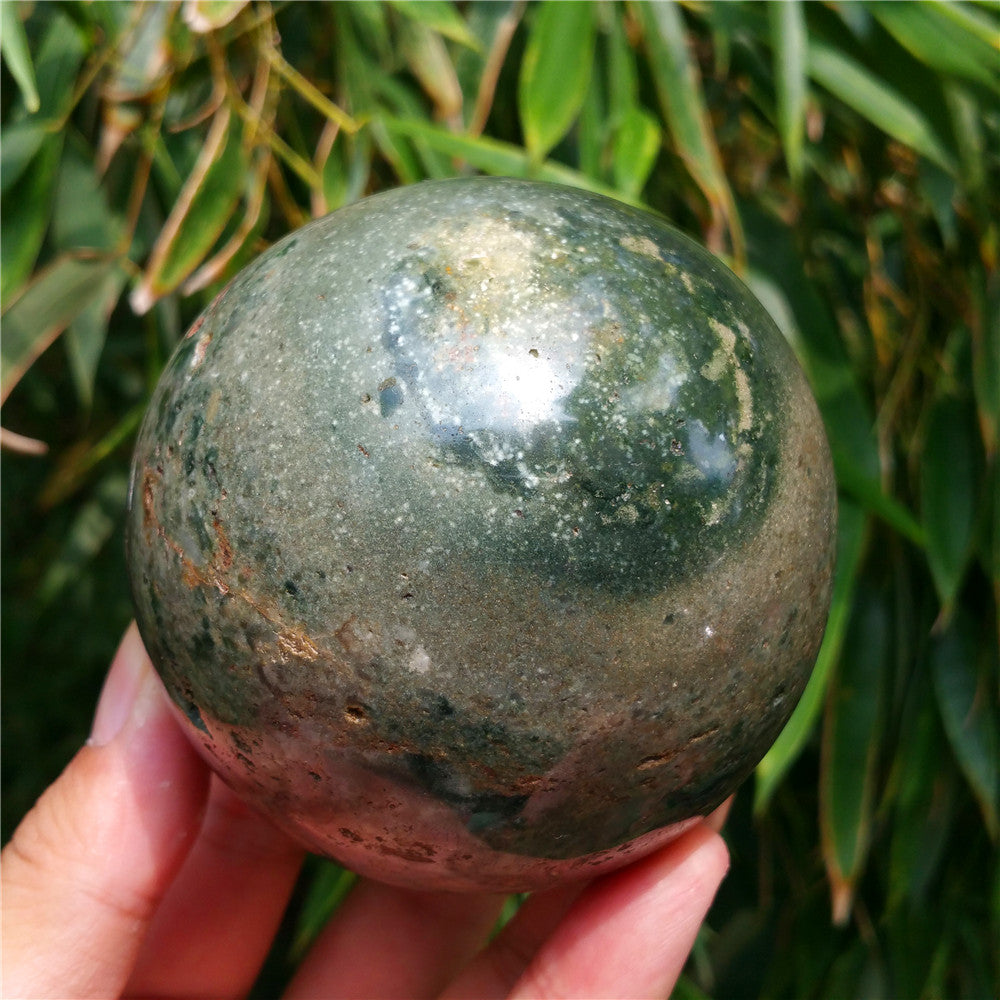 Bola de cristal tallada de Ocean Jasper