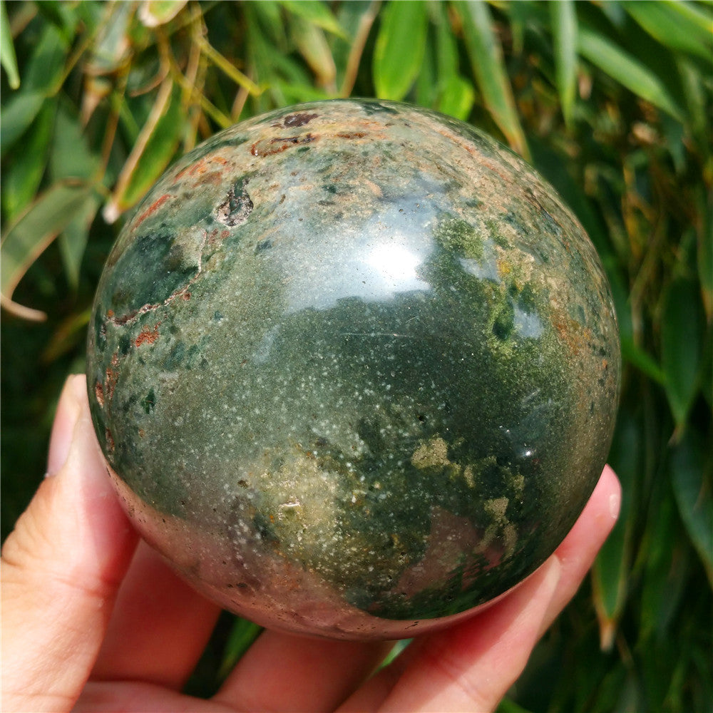 Bola de cristal tallada de Ocean Jasper