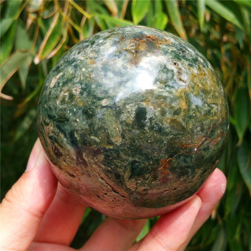 Bola de cristal tallada de Ocean Jasper