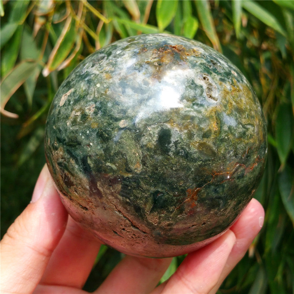 Bola de cristal tallada de Ocean Jasper