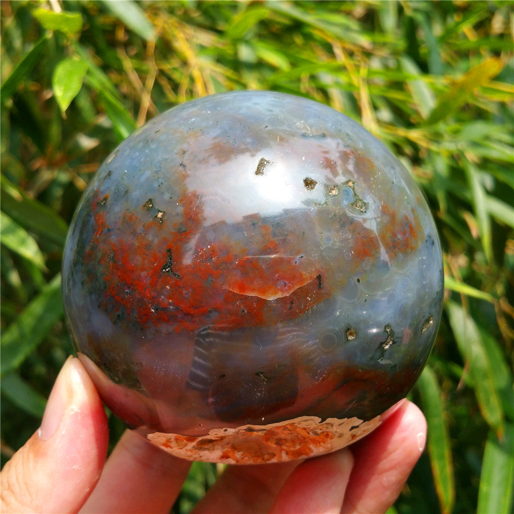 Bola de cristal tallada de Ocean Jasper