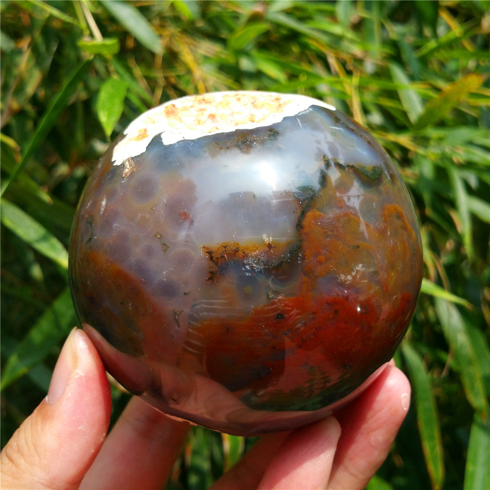 Bola de cristal tallada de Ocean Jasper