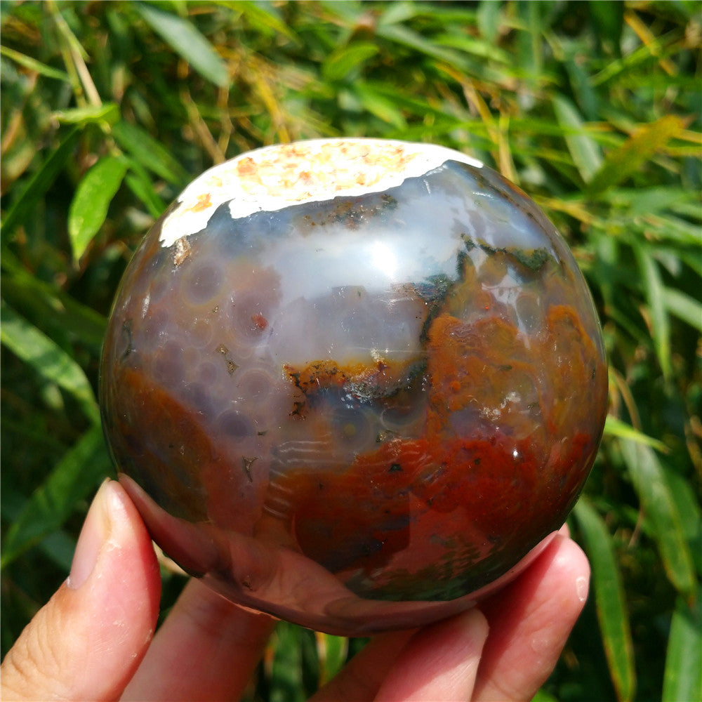 Bola de cristal tallada de Ocean Jasper