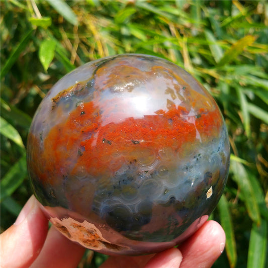 Bola de cristal tallada de Ocean Jasper