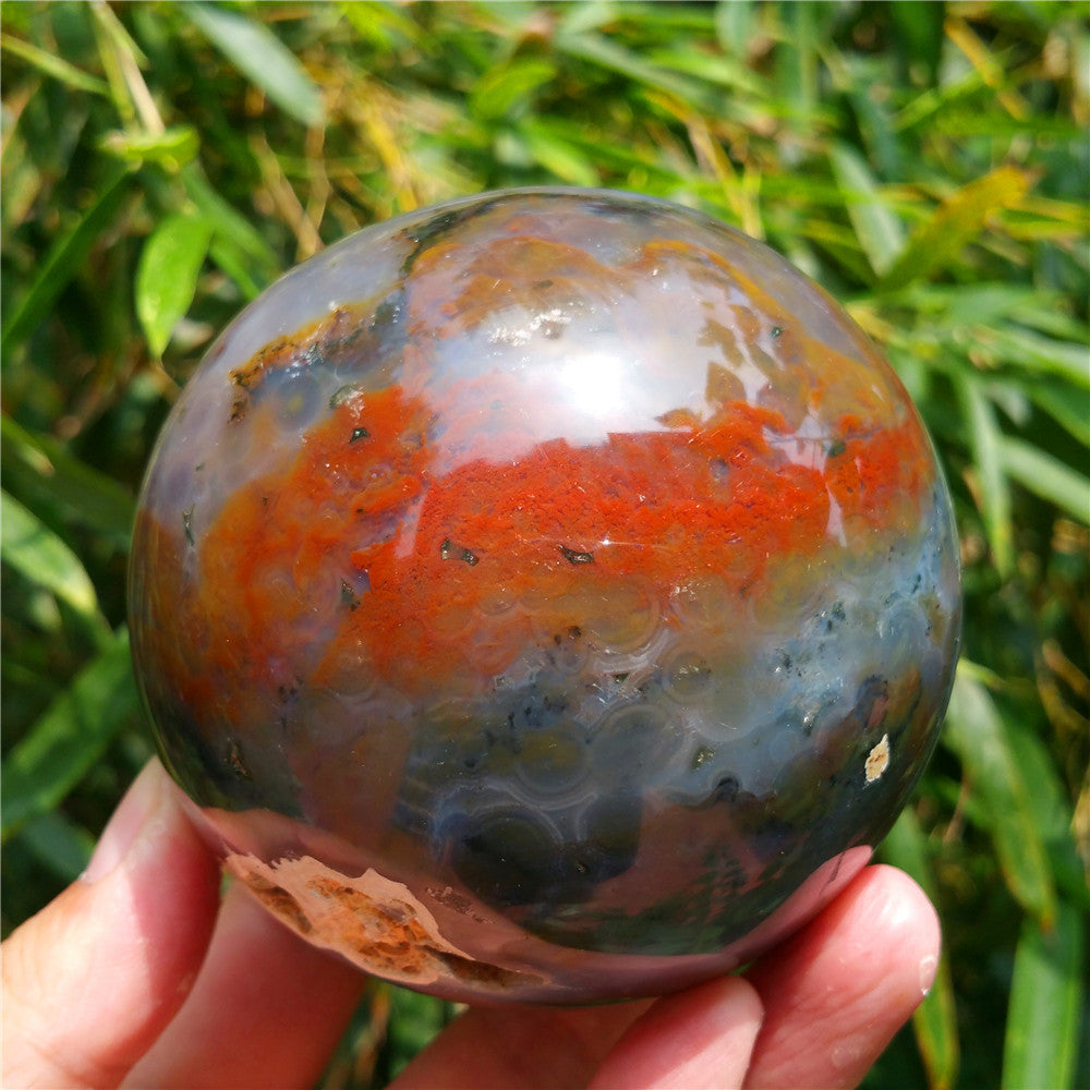Bola de cristal tallada de Ocean Jasper