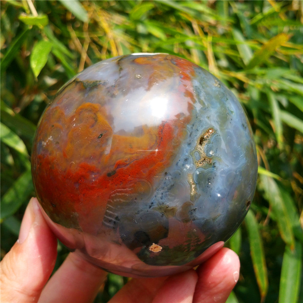 Bola de cristal tallada de Ocean Jasper