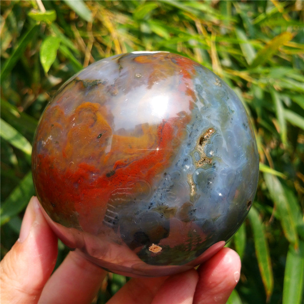 Bola de cristal tallada de Ocean Jasper