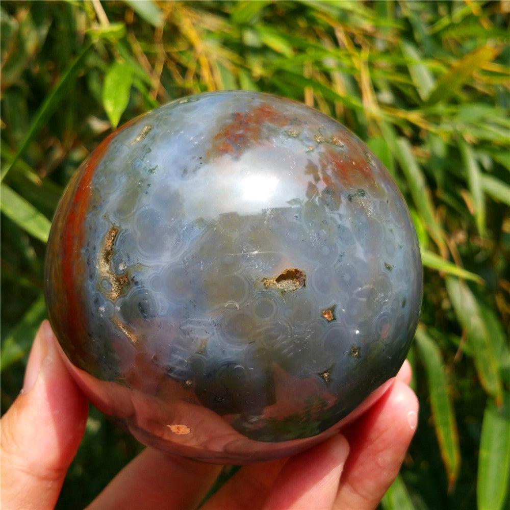 Bola de cristal tallada de Ocean Jasper
