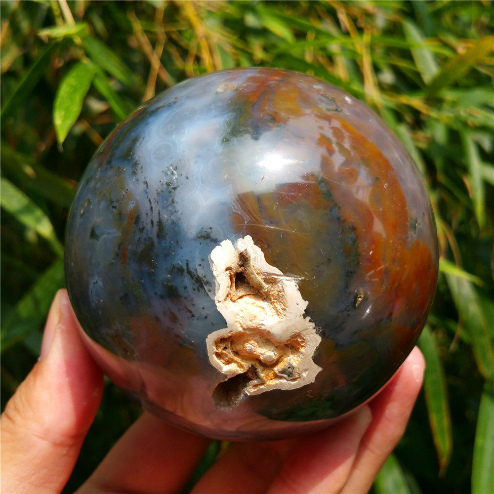 Bola de cristal tallada de Ocean Jasper