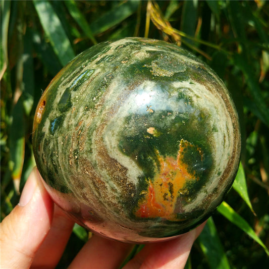 Bola de cristal tallada de Ocean Jasper