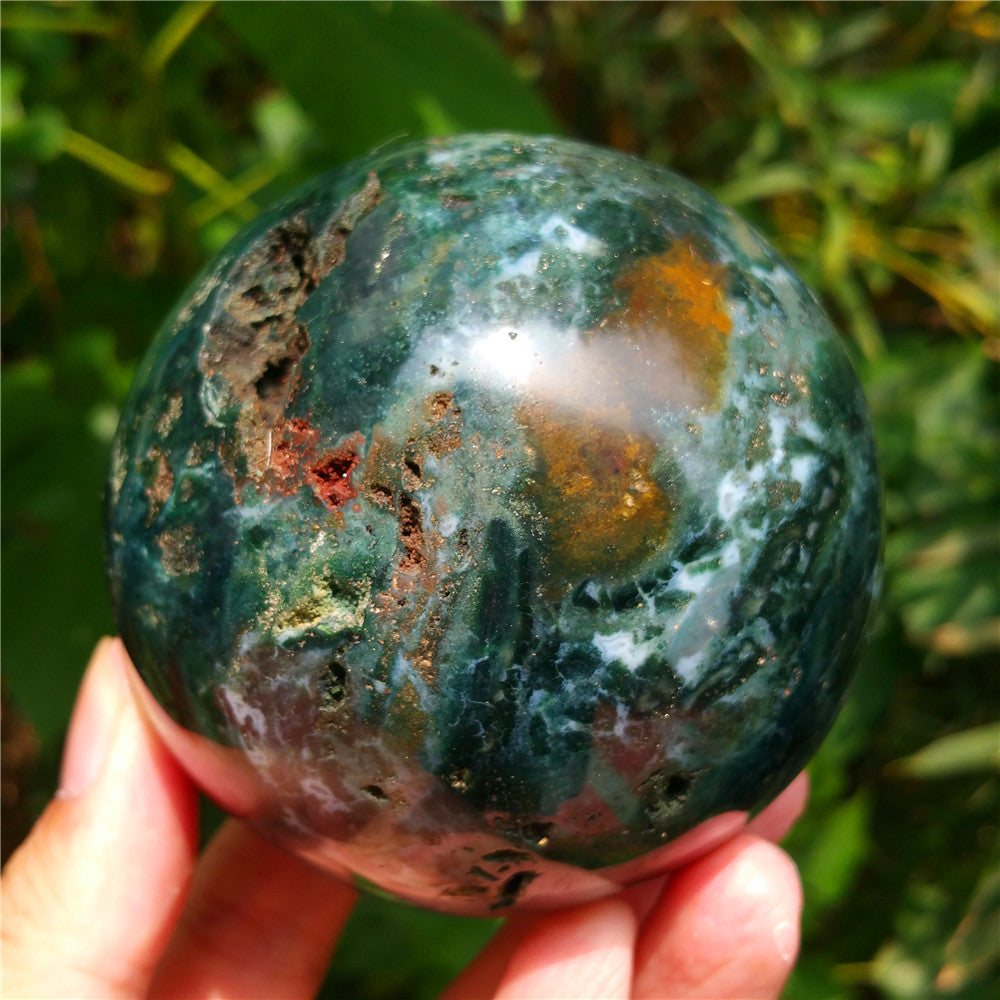 Bola de cristal tallada de Ocean Jasper #702403