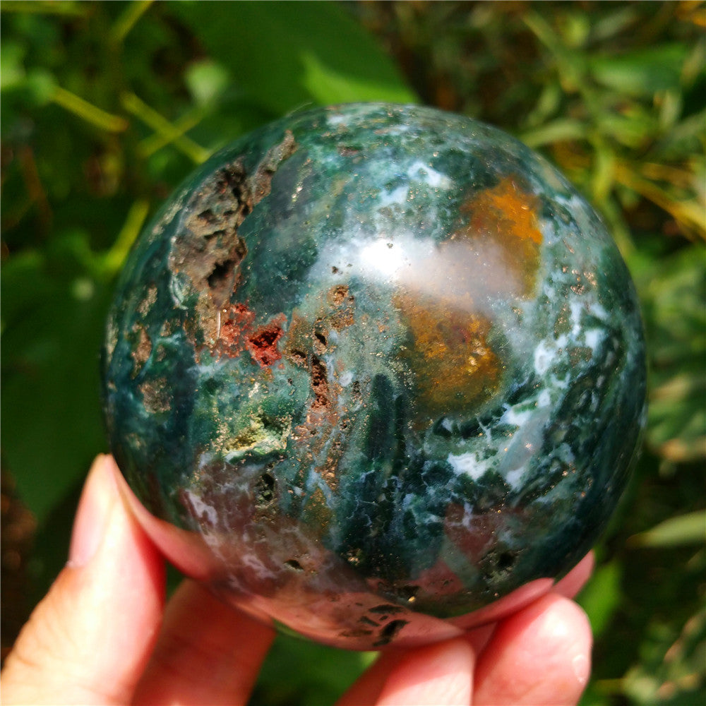 Bola de cristal tallada de Ocean Jasper #702403