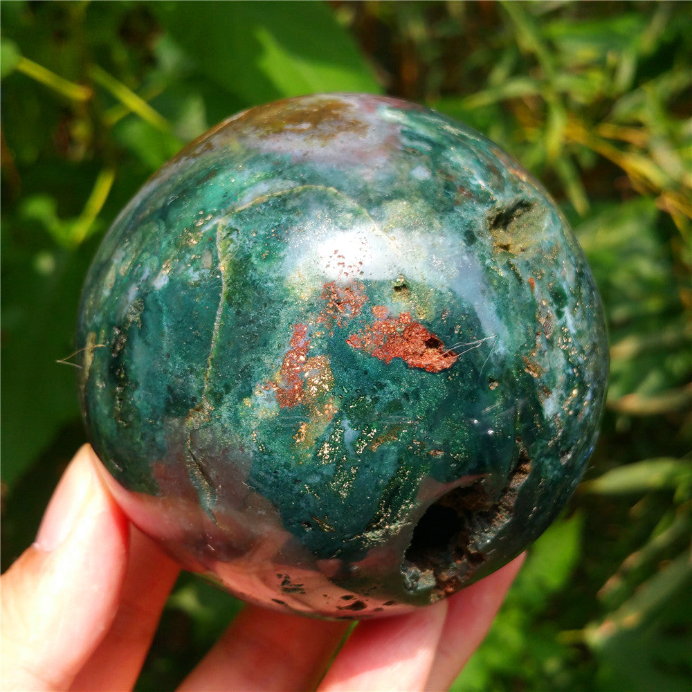 Bola de cristal tallada de Ocean Jasper #702403