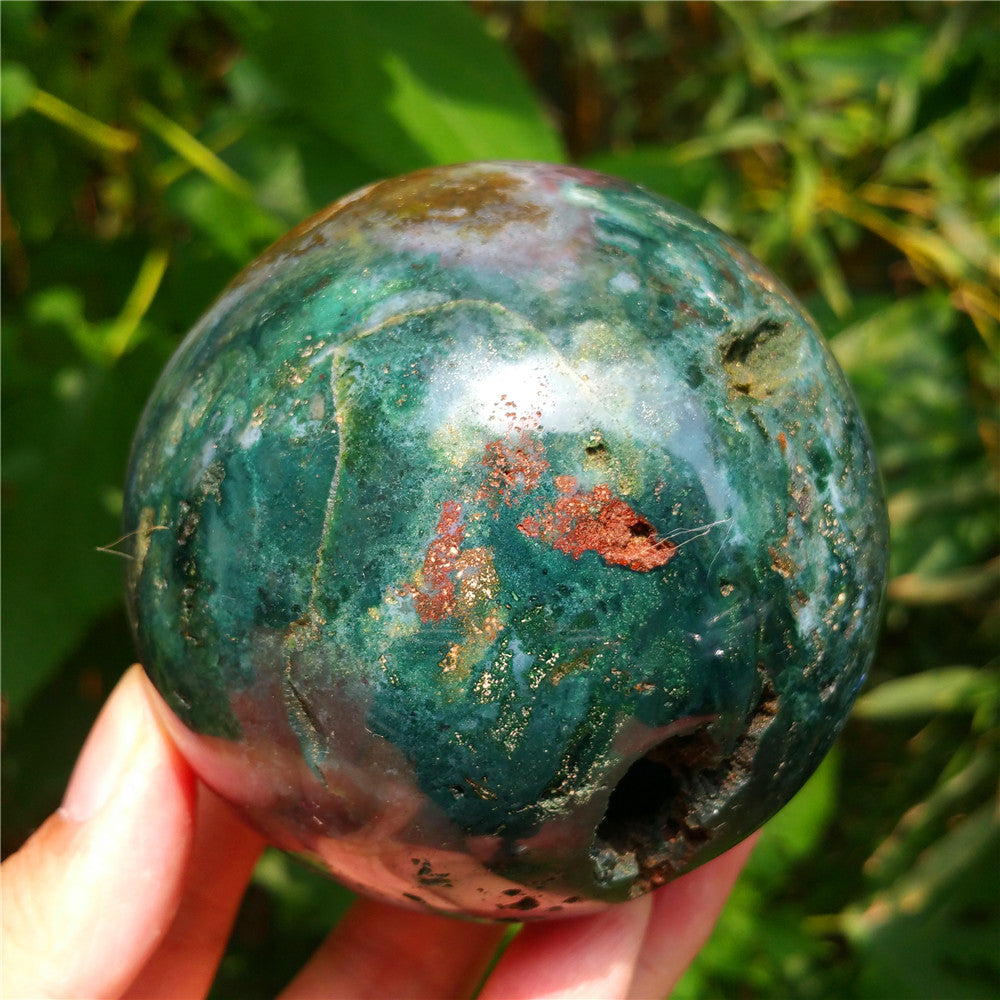 Bola de cristal tallada de Ocean Jasper #702403